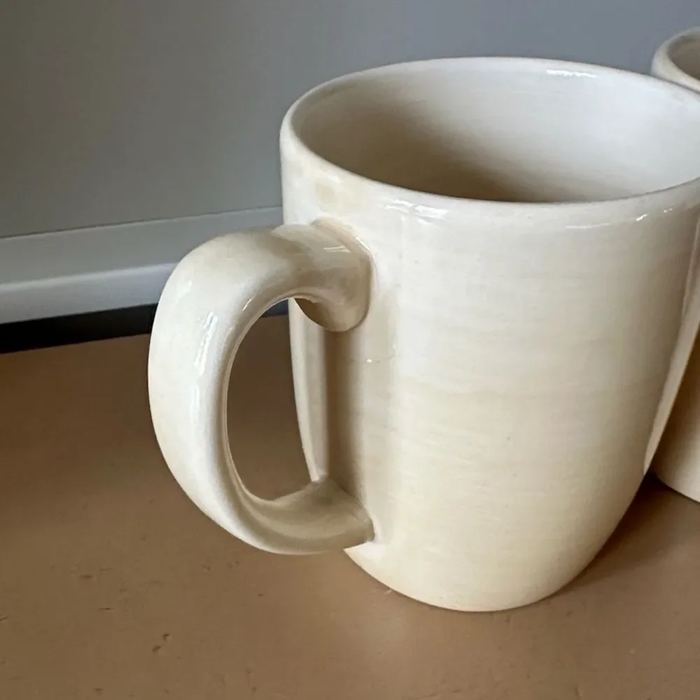 Pier 1 Pale Yellow Glazed Earthenware Mug Set (2)